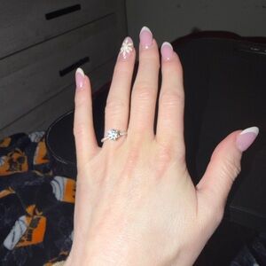 Elegant Silver Ring with Clear Gemstone cash only pick up